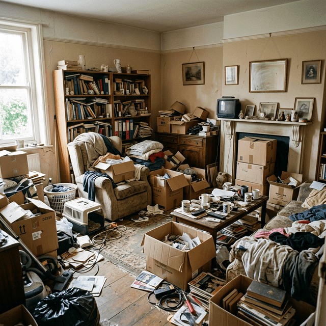 Pièce encombrée avant l'intervention